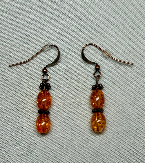 Amber Glow Beaded Drop Earrings
