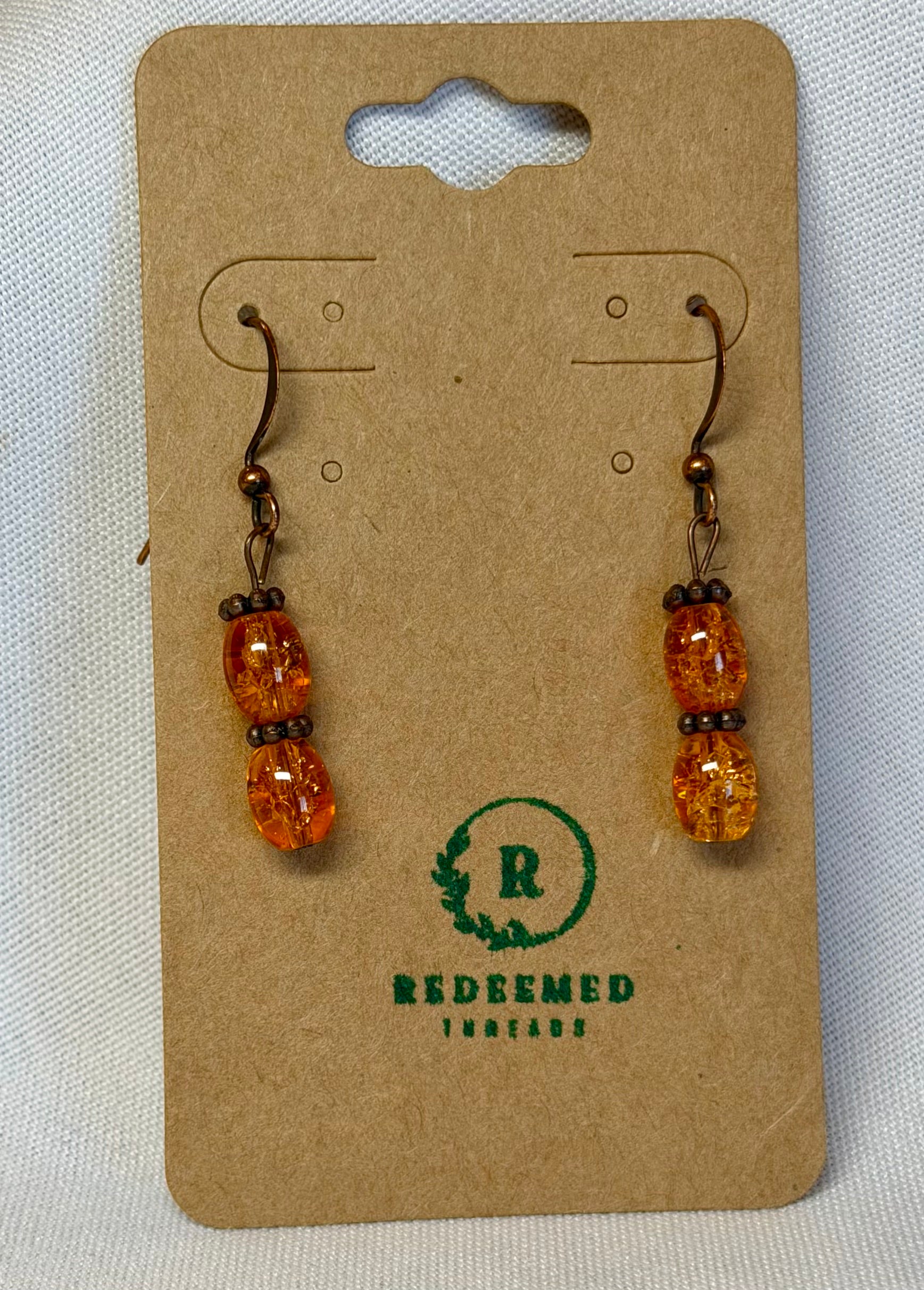 Amber Glow Beaded Drop Earrings