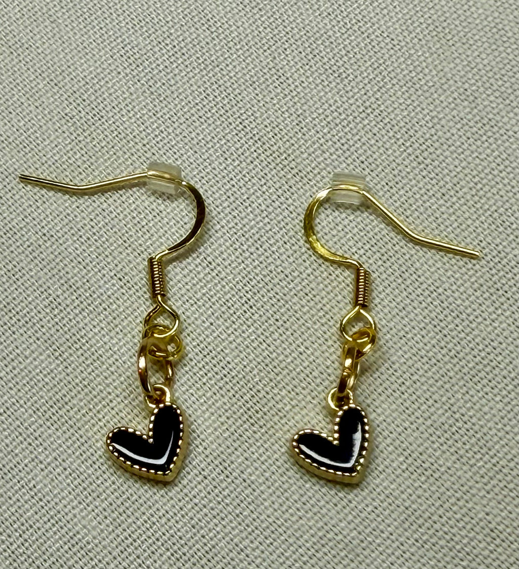Enamel Heart Drop Earrings