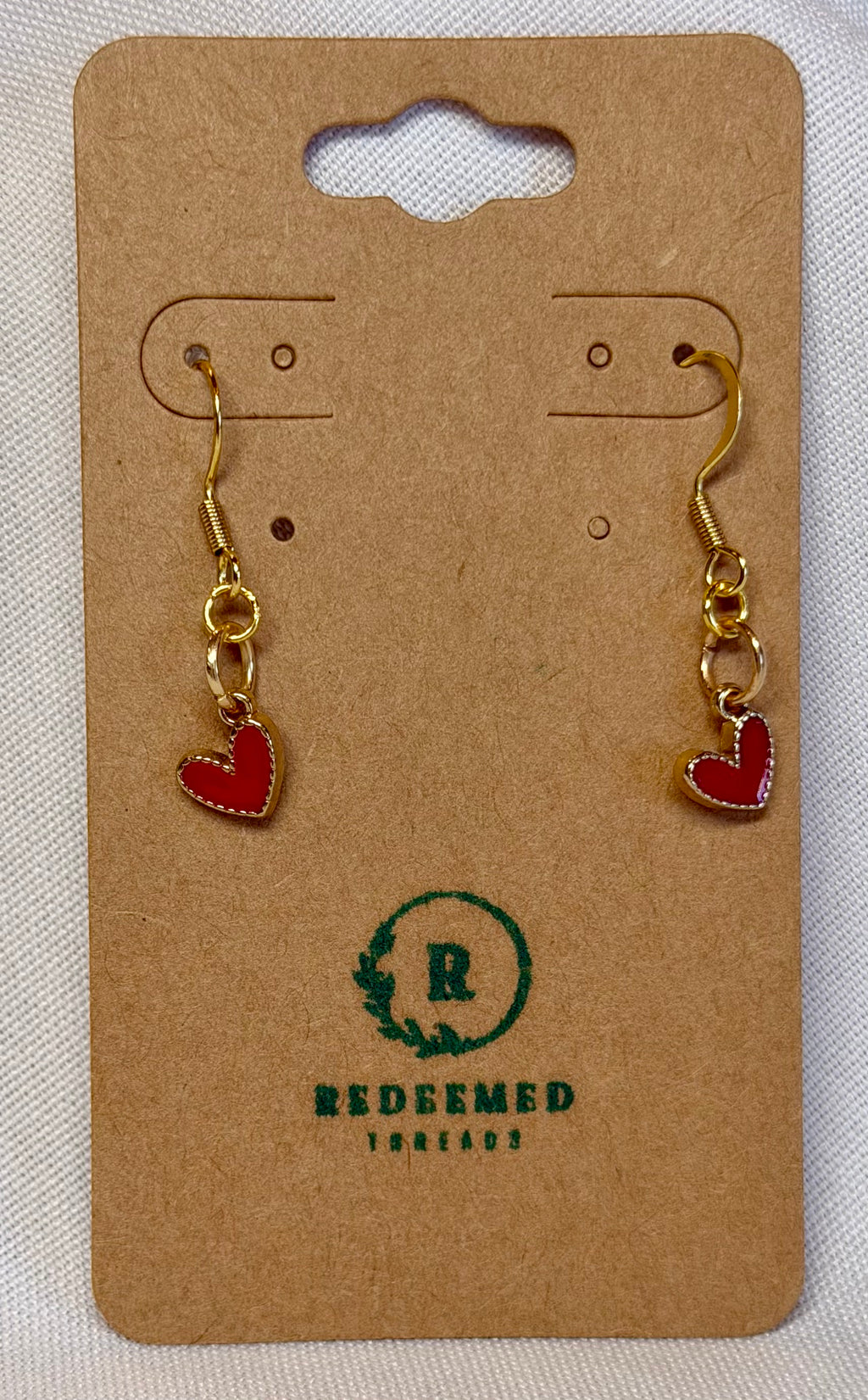 Red Enamel Heart Drop Earrings
