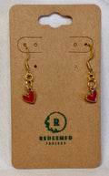 Red Enamel Heart Drop Earrings