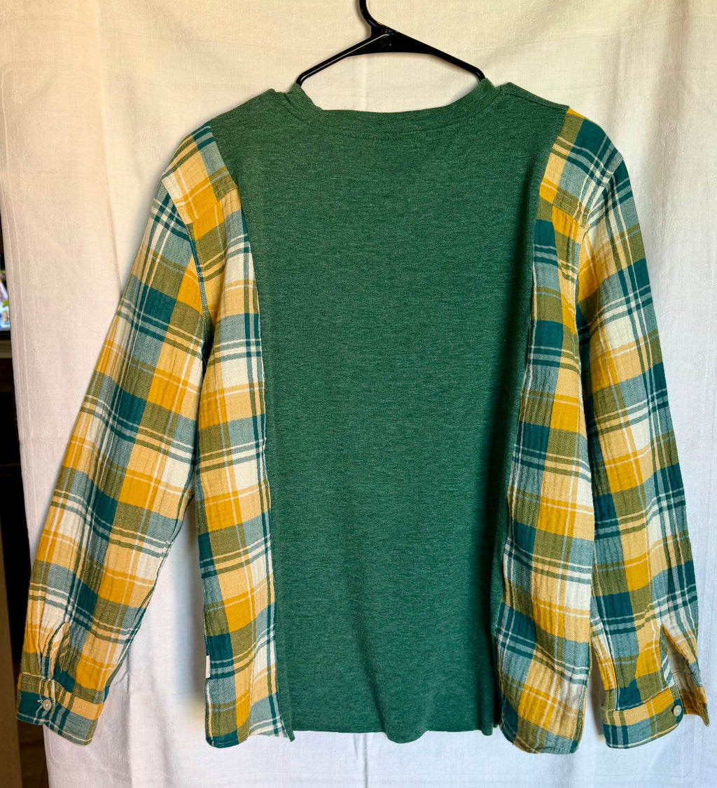 Choose Happy Plaid Sleeve Top