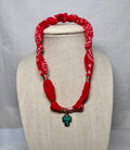 Red Bandana Turquoise Cross Necklace