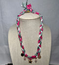 Braided Bandana Necklace with Seashell & Starfish Charms | Handmade Upcycled Fabric Jewelry