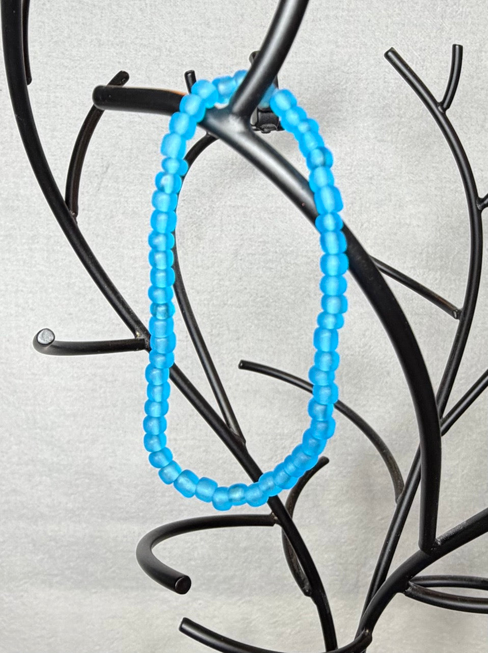 Blue Coastal Glass Bracelet Set – Triple Strand Stretch Beaded Bracelets