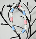 Pastel Heishi Beaded Stretch Bracelet | Blue, Blush Pink & White with Silver Accents