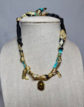 Western Scarf Necklace with Gold Charms – Handmade Cowgirl Scarf Tie Necklace