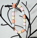 Neutral Heishi Beaded Stretch Bracelet | Peach, Blush, Cream & Soft Blue with Metallic Accents