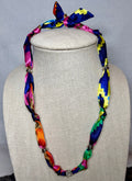 Colorful Scarf Necklace | Handmade Knotted Scarf Necklace with Floral Charm