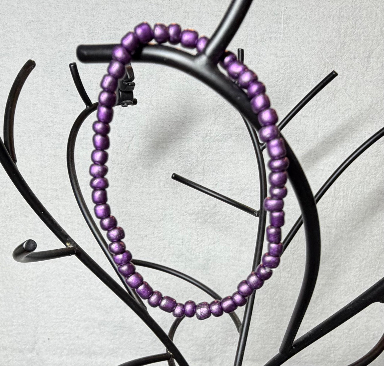 Metallic Purple Seed Bead Stretch Bracelet – Minimal Everyday Bracelet