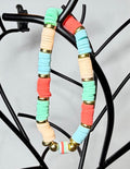 Mint, Coral & Peach Heishi Beaded Stretch Bracelet | Handmade Summer Jewelry