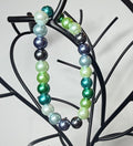 Ocean Meadow Pearl Beaded Stretch Bracelet | Handmade Green & Blue Statement Jewelry