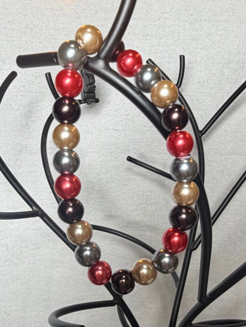 Multicolor Pearl Beaded Stretch Bracelet | Handmade Statement Jewelry