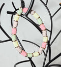 Pastel Heishi Beaded Stretch Bracelet | Blush, Sage & Soft Yellow with Gold Accents