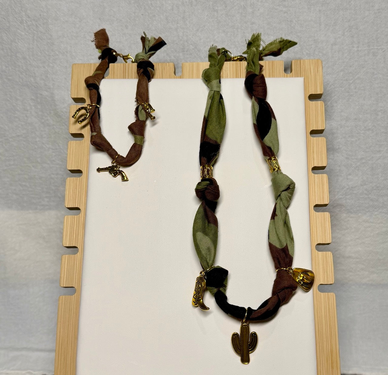 andana Necklace & Bracelet Set | Braided Camo Charm Jewelry