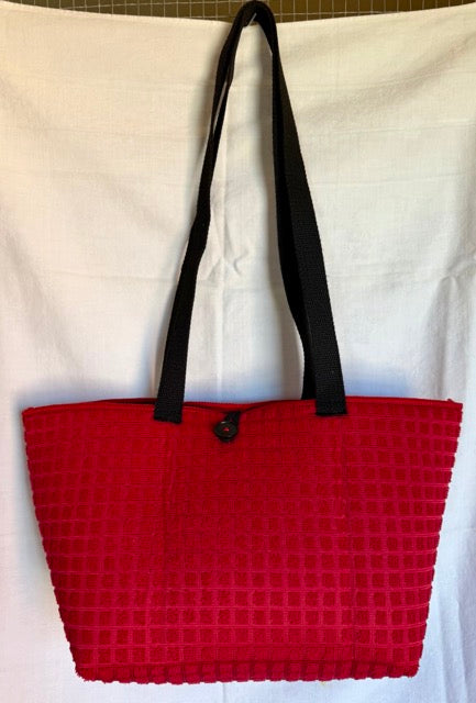 Handcrafted Red Textured Tote Bag
