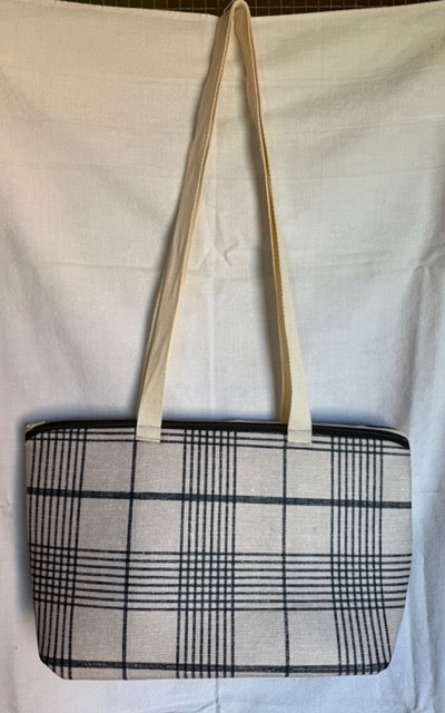 Black & Cream Plaid Everyday Tote Bag