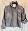 Gray & Blush Stripe Ruffle Collar Top
