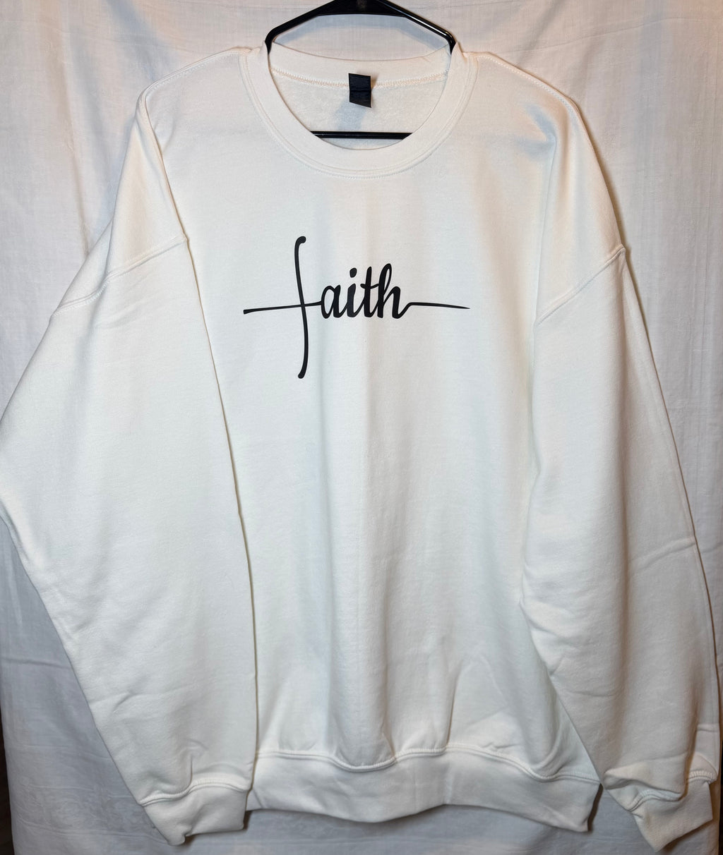 “Faith” Minimalist Script Sweatshirt | White