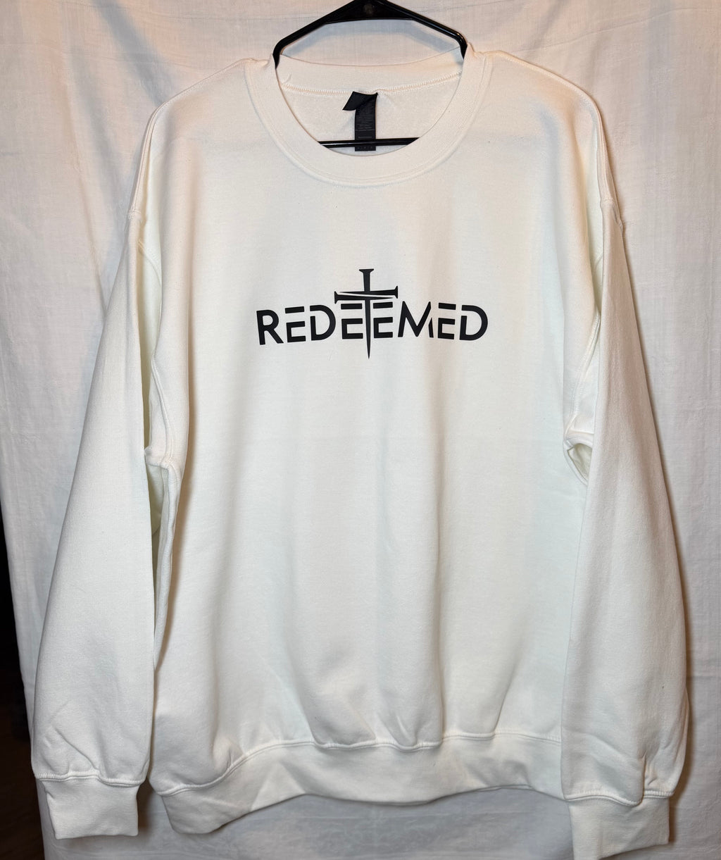 “Redeemed” Cross Sweatshirt | White