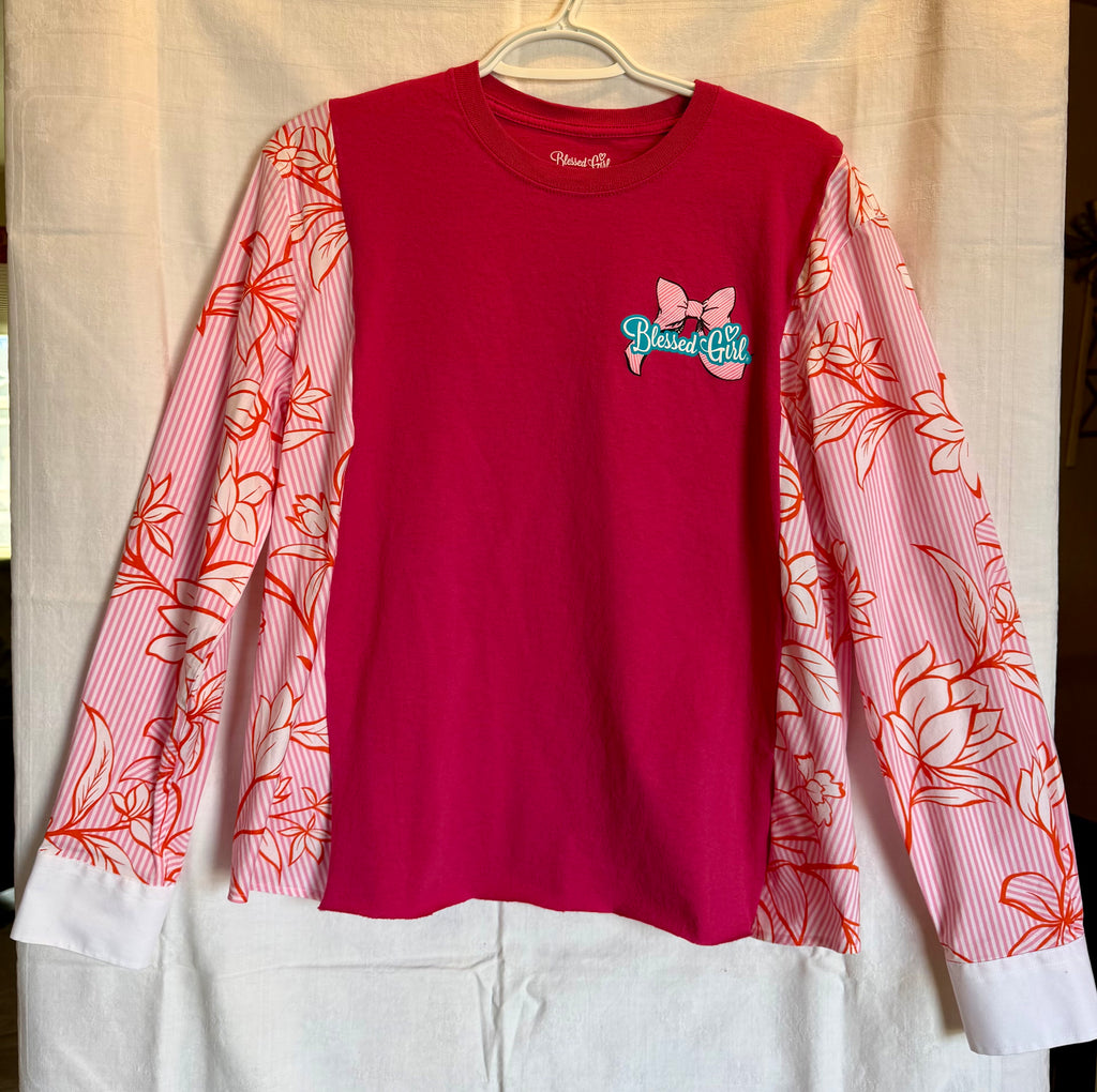 Pray Believe Receive Floral Sleeve Top