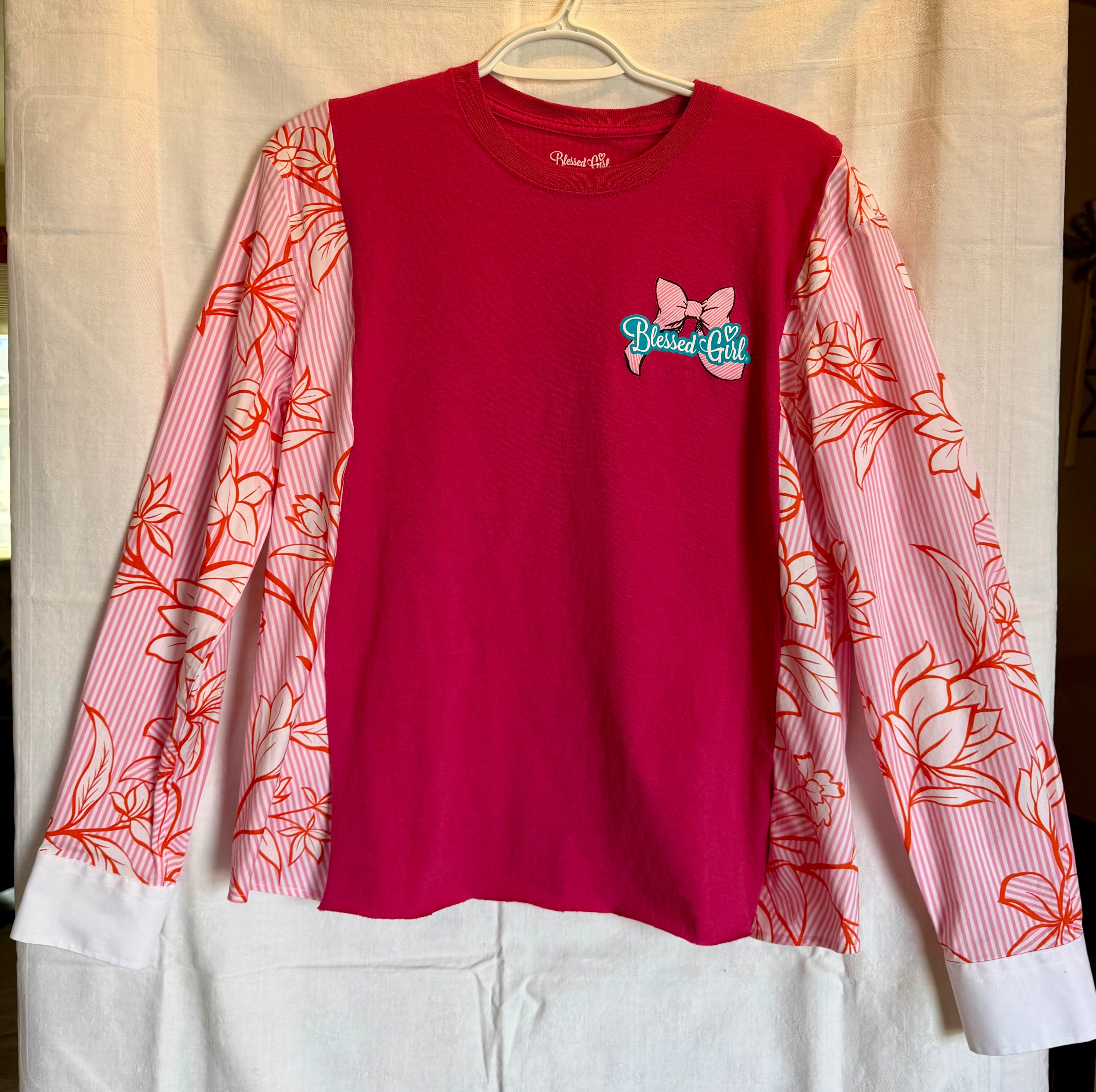 Pray Believe Receive Floral Sleeve Top