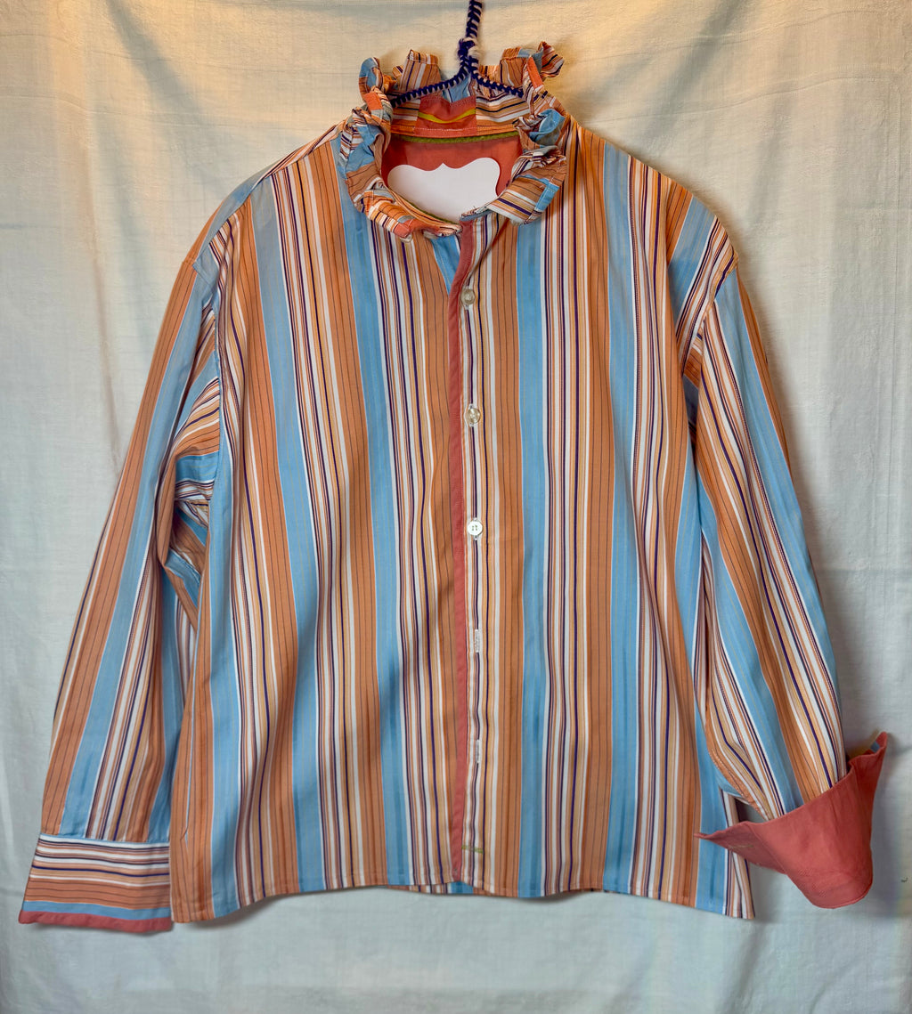 Sunset Stripe Ruffle Collar Top