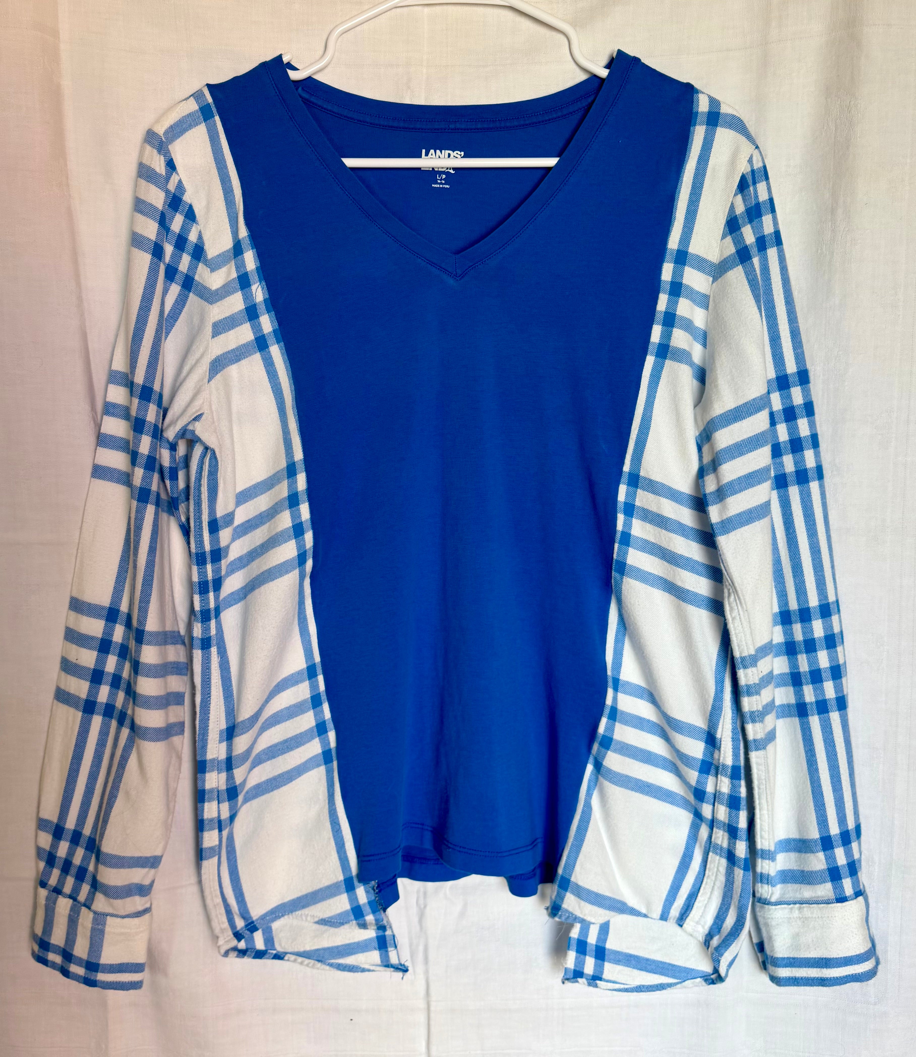 Blue Plaid Sleeve Top