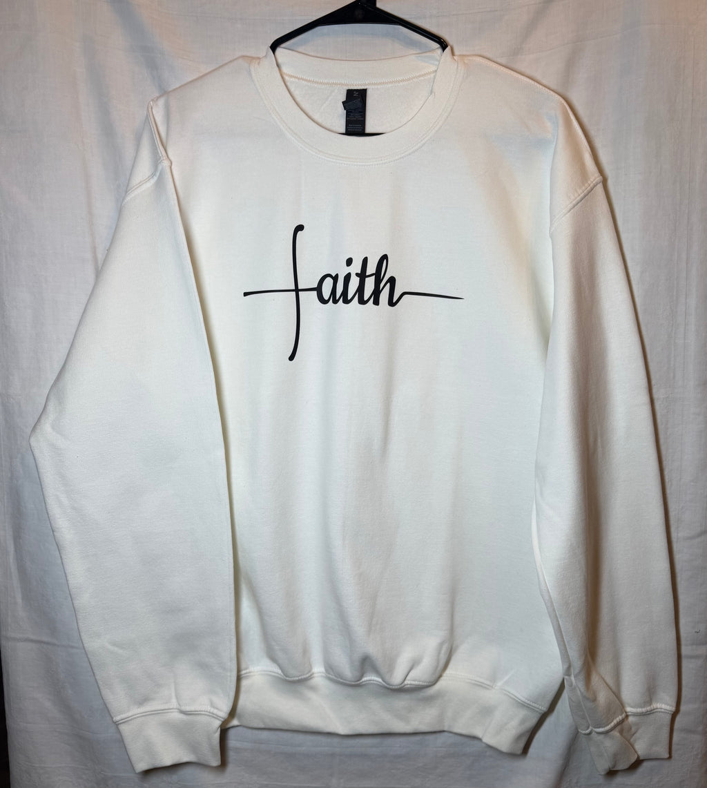 “Faith” Minimalist Script Sweatshirt | White
