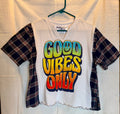 Good Vibes Only Plaid Sleeve Tee