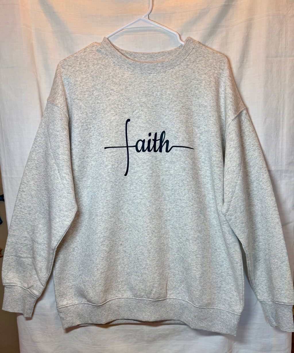 “Faith” Heather Gray Crewneck Sweatshirt