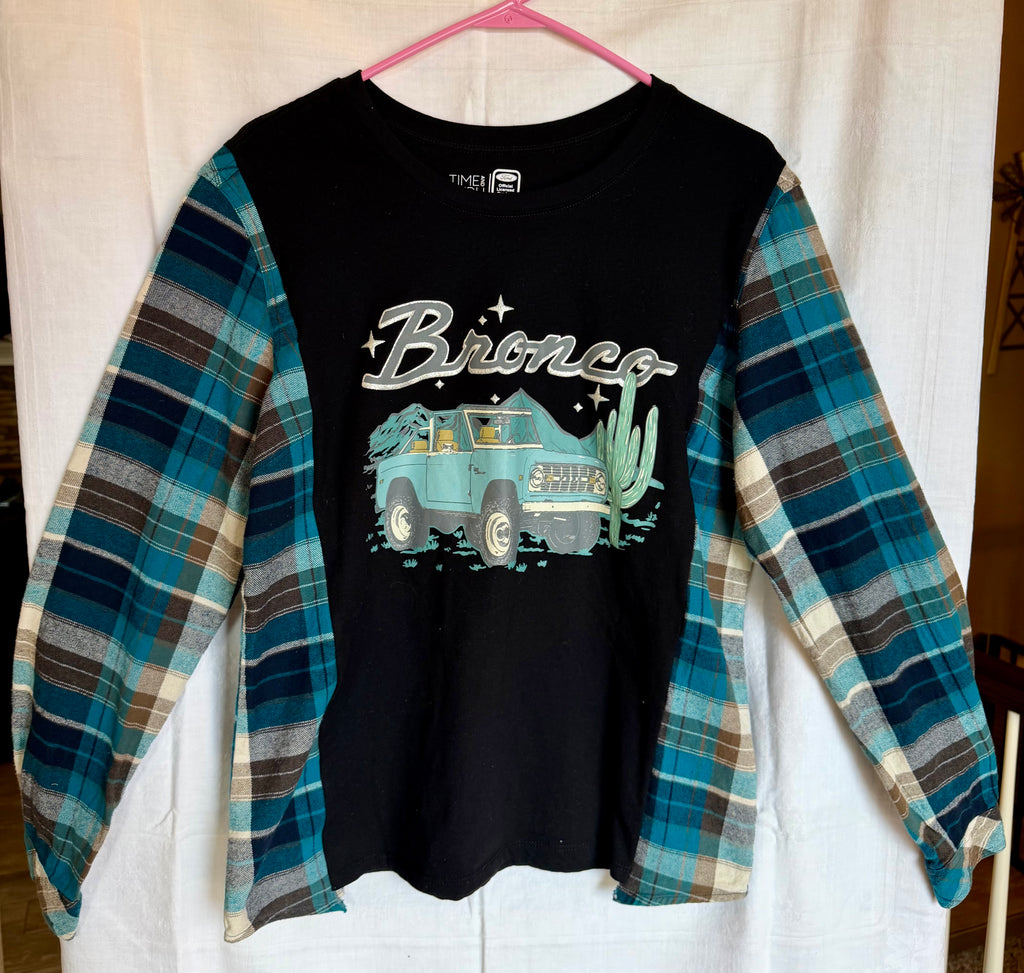 Ford Bronco Plaid Sleeve Top