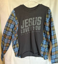 Jesus Loves You, But I'm His Favorite Plaid Sleeve Top