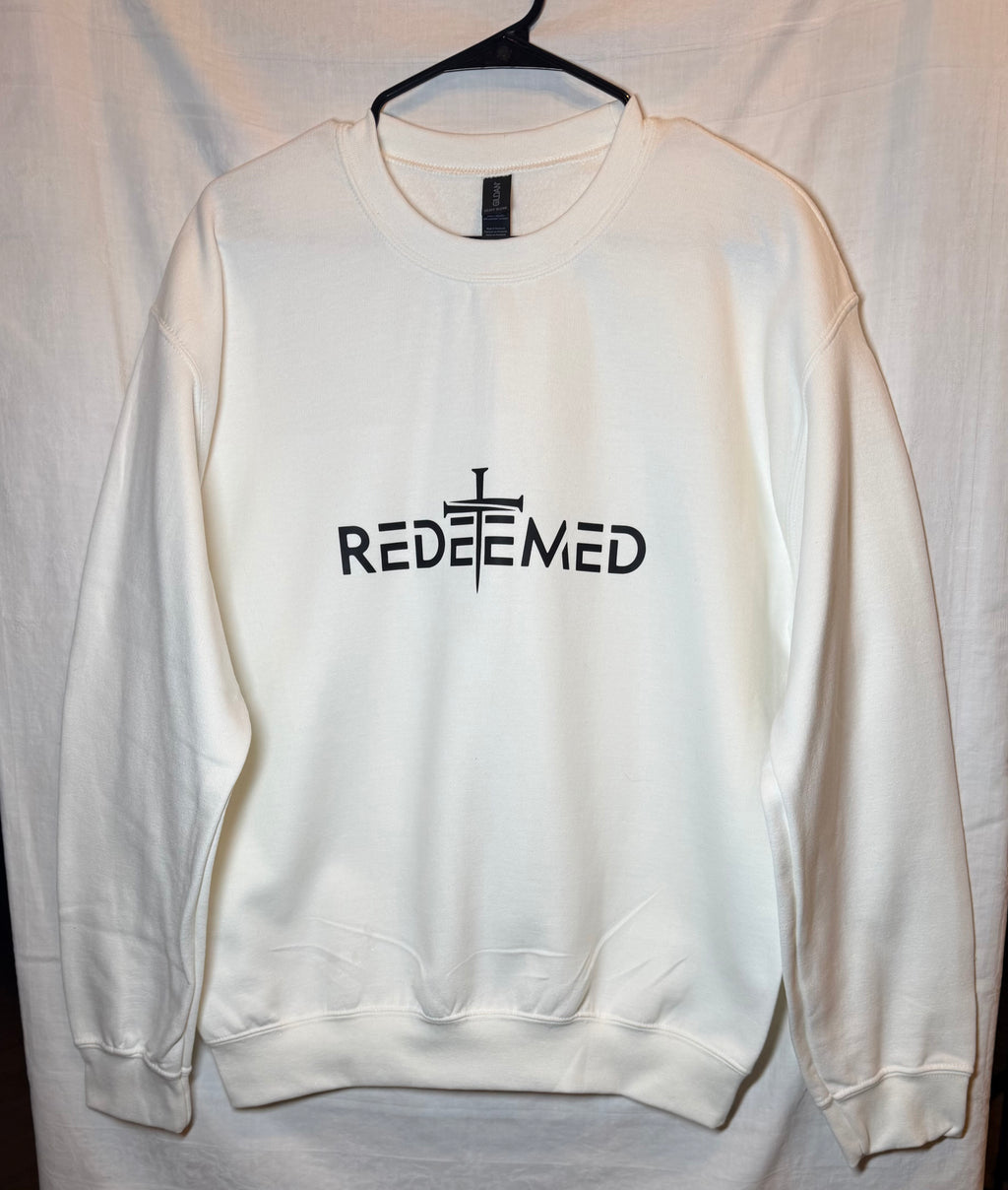 “Redeemed” Cross Sweatshirt | White