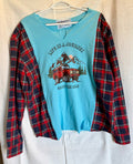 Life Is a Journey Plaid Sleeve Top
