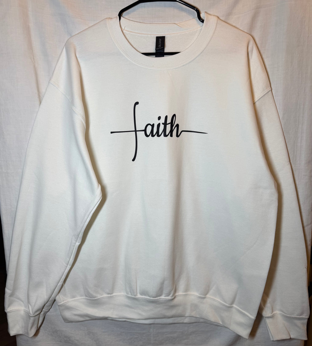 “Faith” Minimalist Script Sweatshirt | White