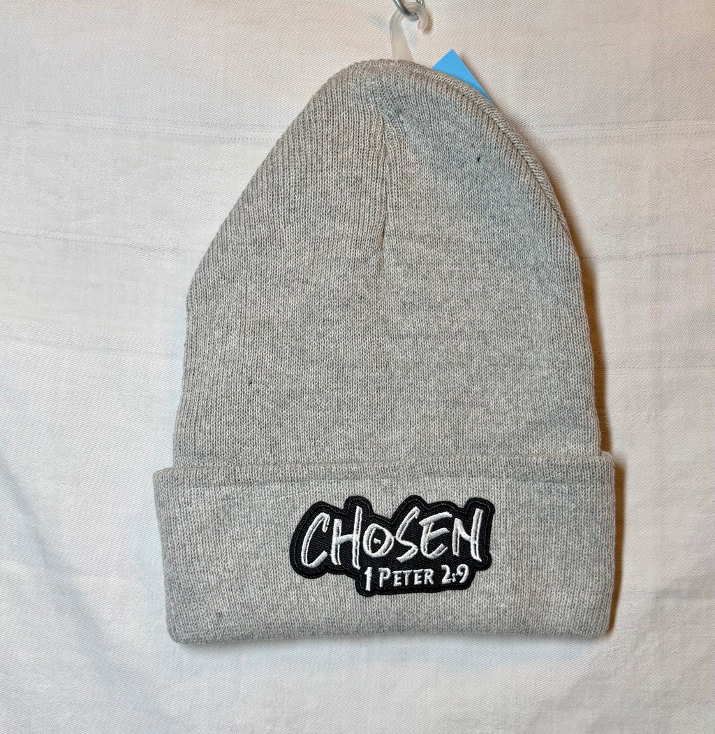 “Chosen | 1 Peter 2:9” Embroidered Beanie | Heather Gray