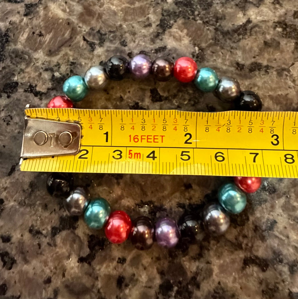 Jewel Spectrum Pearl Beaded Stretch Bracelet | Handmade Colorful Statement Jewelry