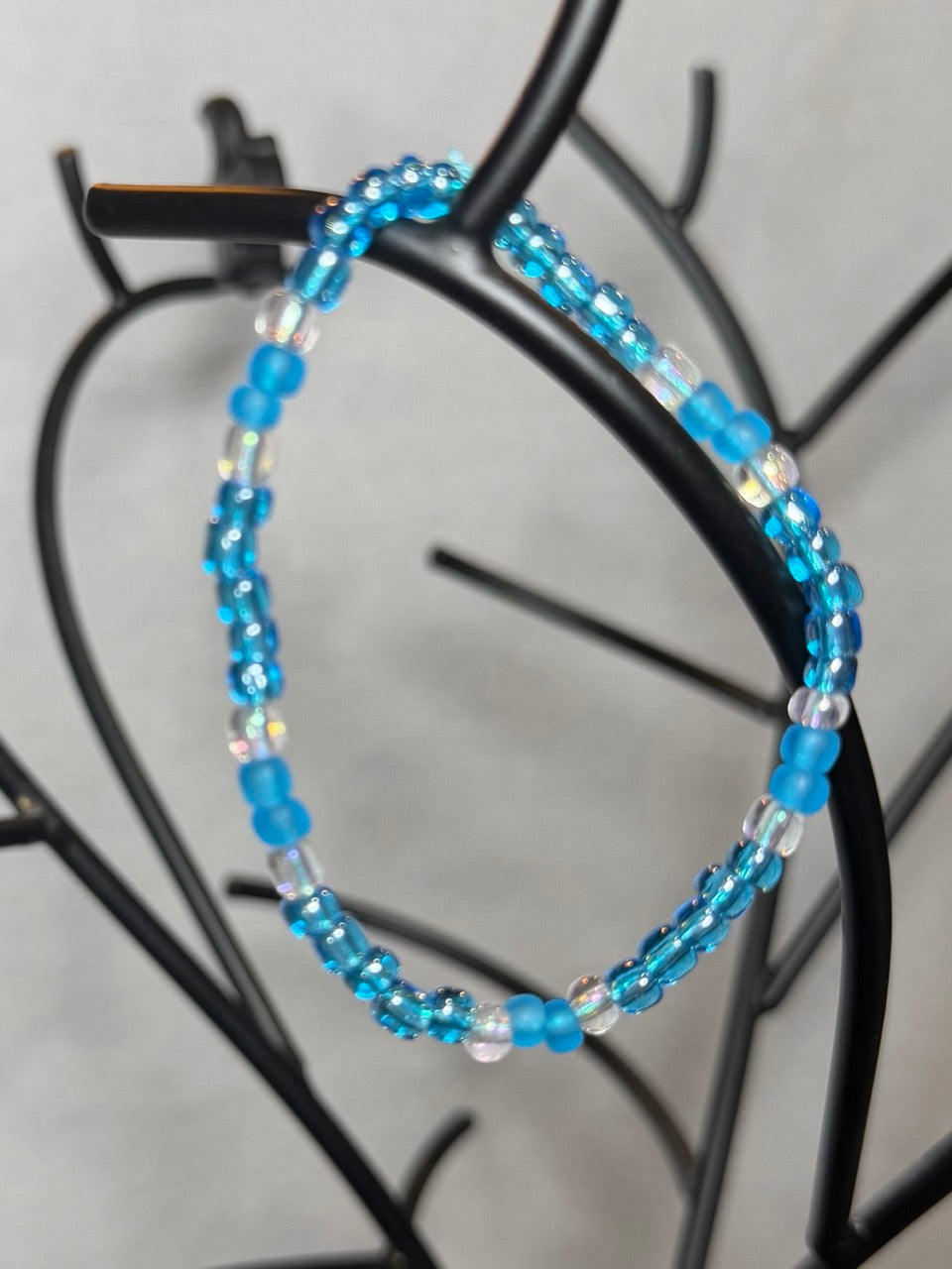 Ocean Glow Blue Beaded Bracelet Set (Set of 3)