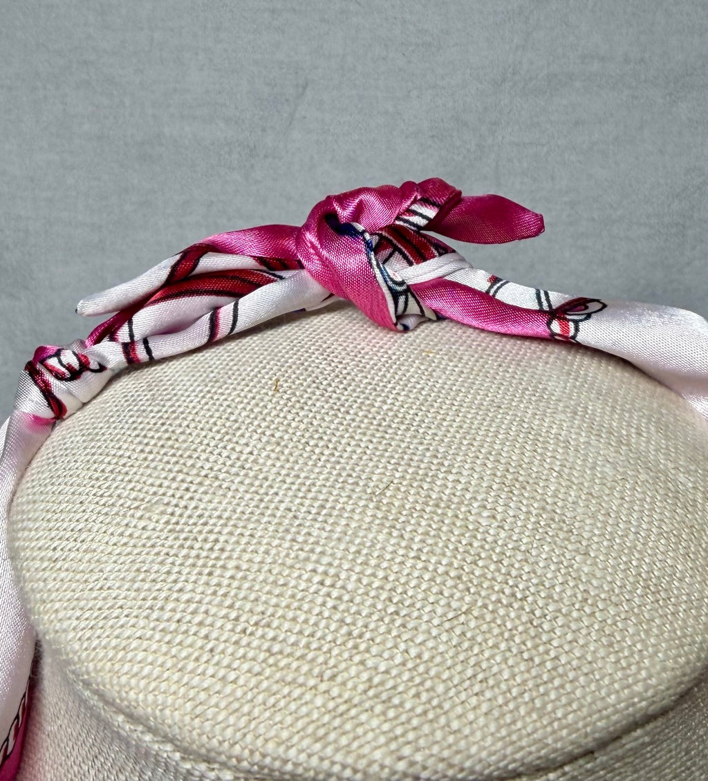 Pink Scarf Necklace with Gold Purse Charm | Adjustable Tie Necklace