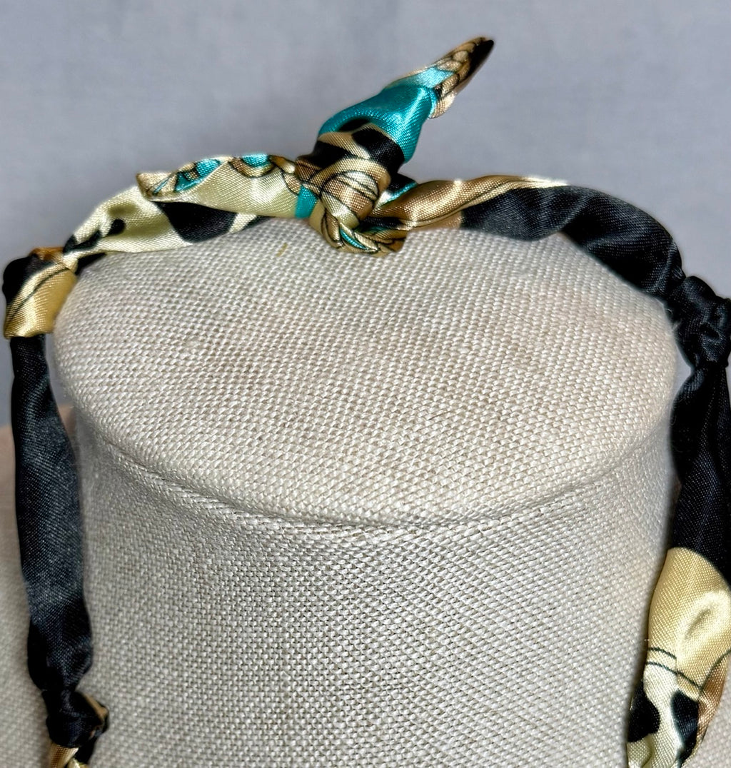 Western Scarf Necklace with Gold Charms – Handmade Cowgirl Scarf Tie Necklace