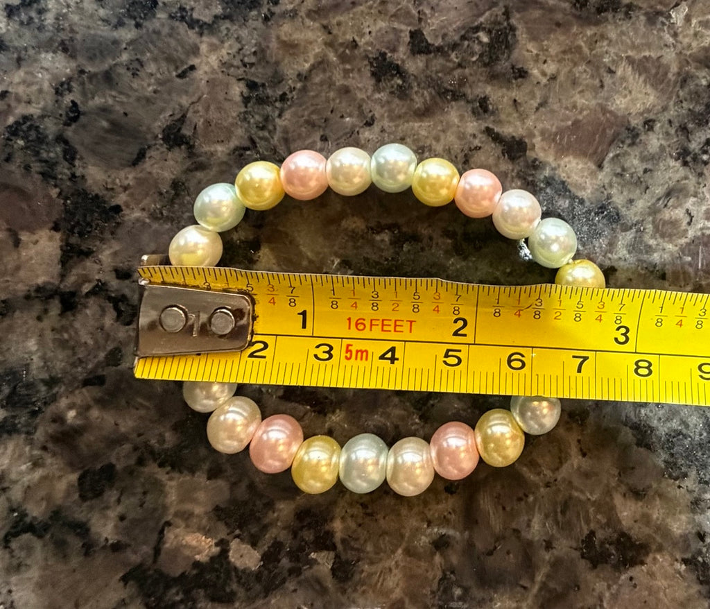 Sunlit Pastel Pearl Beaded Stretch Bracelet | Handmade Soft Color Jewelry