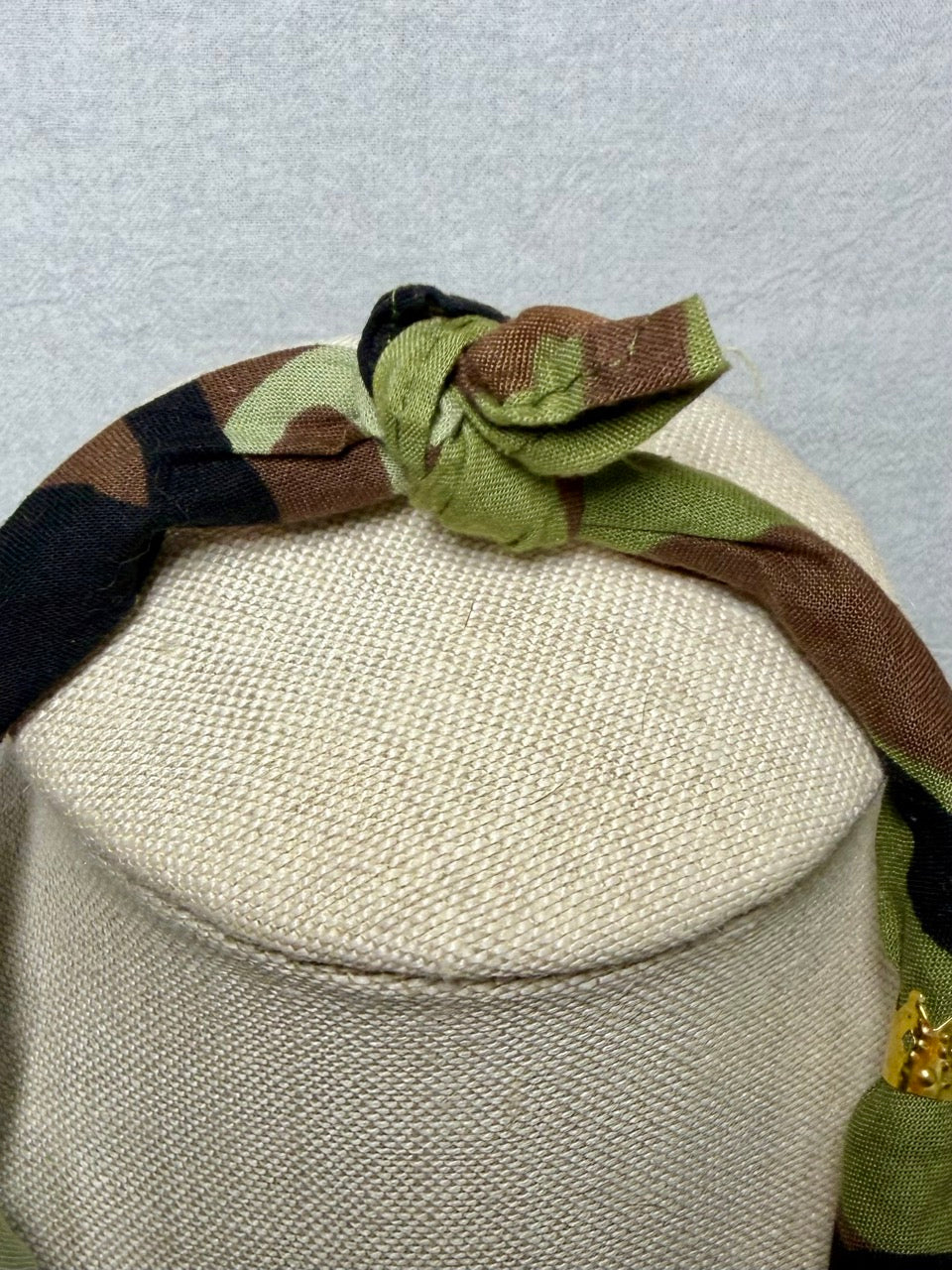 Camo Cross Bandana Necklace – Handmade Fabric Choker with Gold Charm