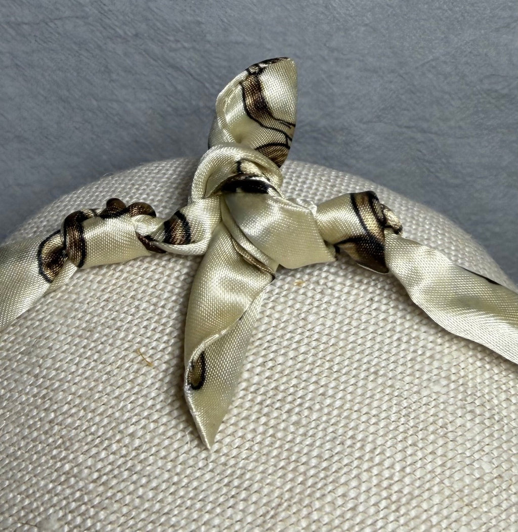 Ivory Chain Print Braided Scarf Necklace with Shell Pendant