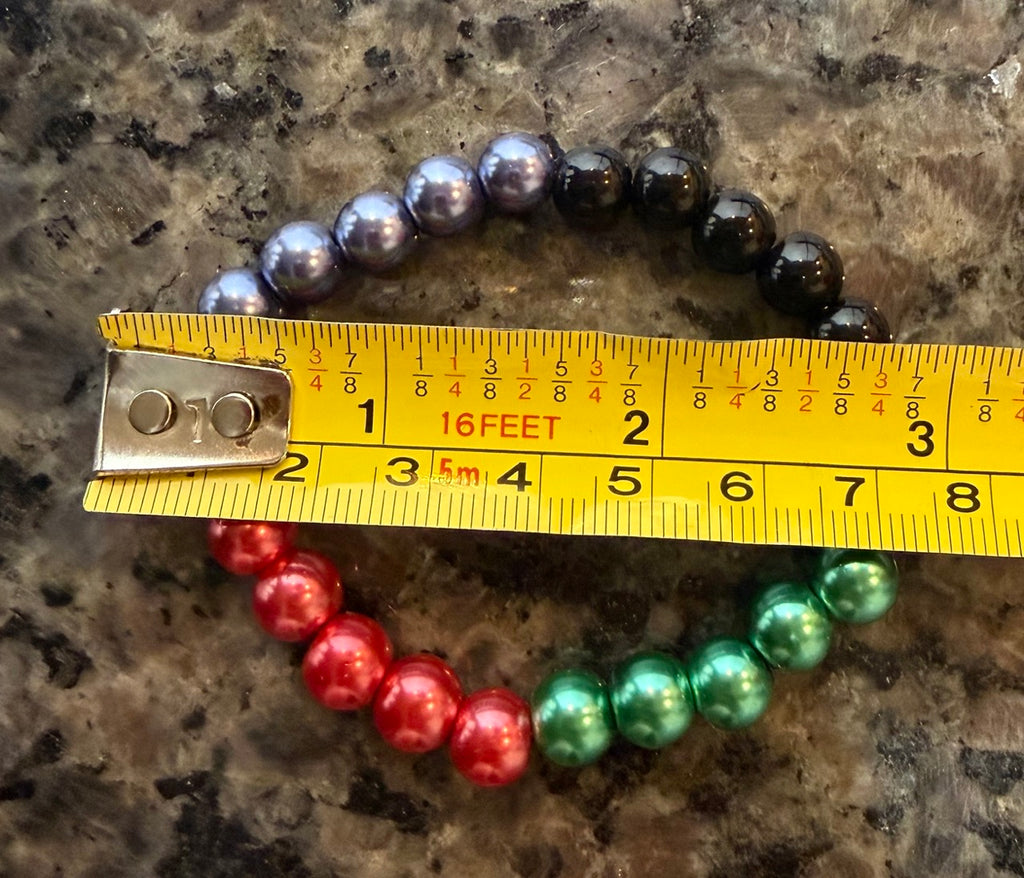 Bold Color Block Pearl Beaded Stretch Bracelet | Handmade Statement Jewelry