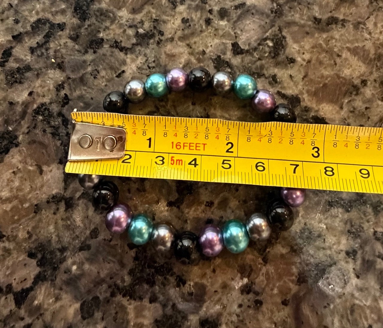 Midnight Jewel Pearl Beaded Stretch Bracelet | Handmade Color-Block Jewelry