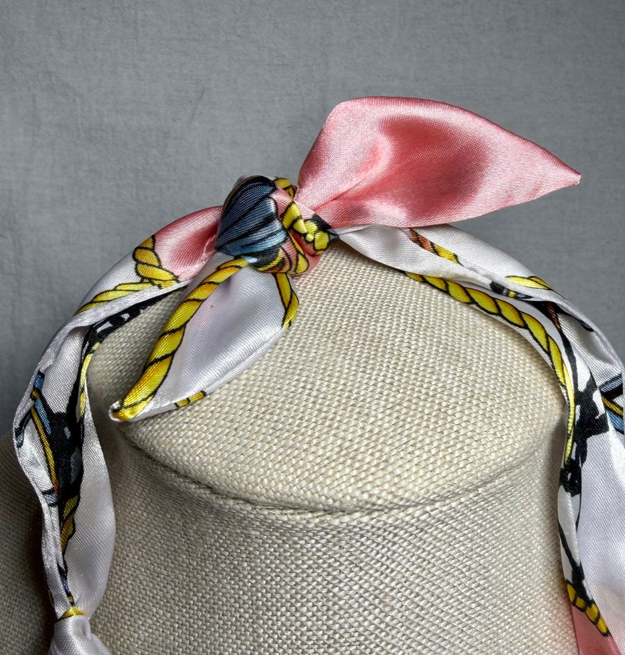 Black & White Scarf Necklace with Gold Leaf Charm | Adjustable Handmade Statement Necklace