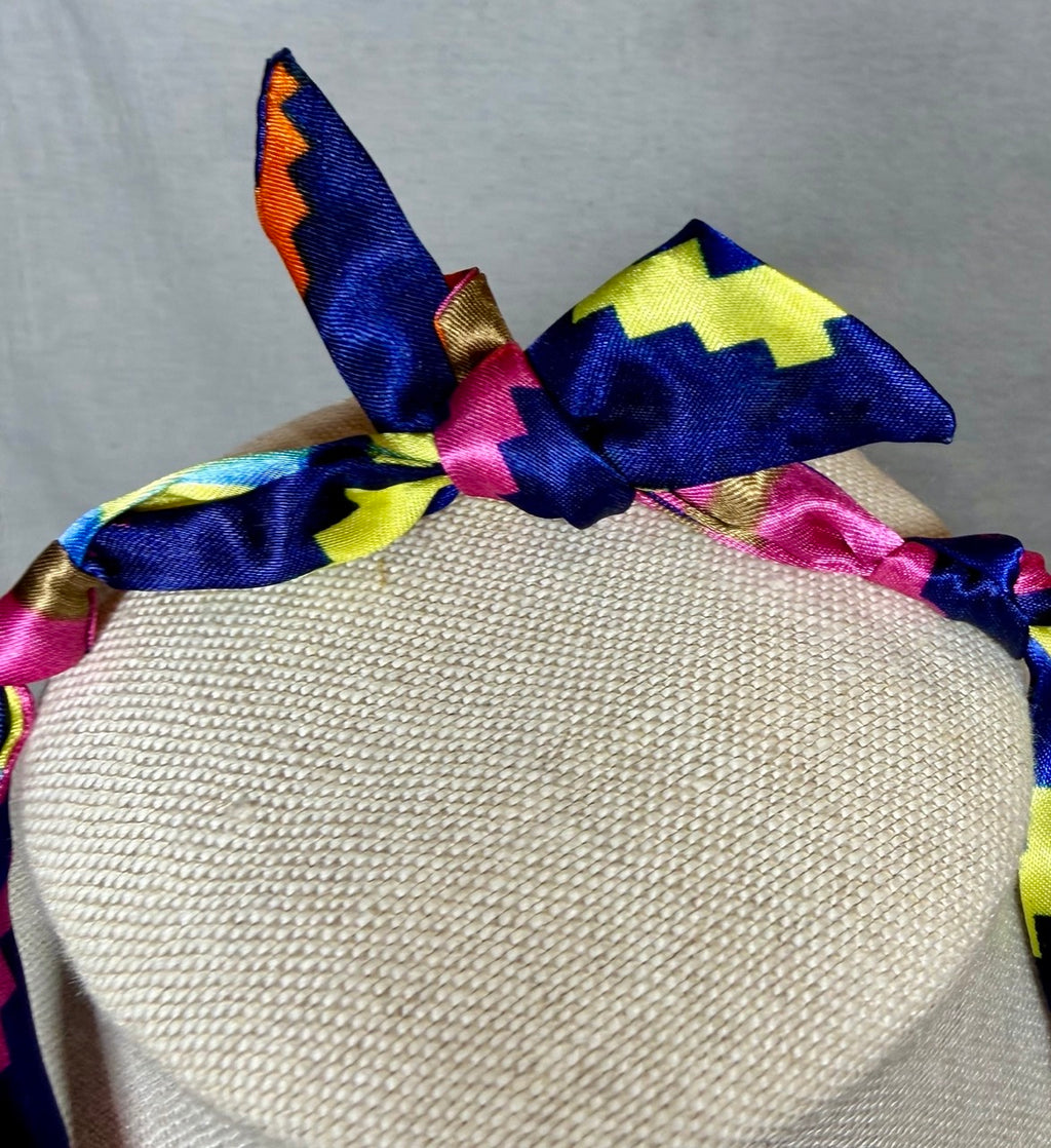 Colorful Scarf Necklace | Handmade Knotted Scarf Necklace with Floral Charm