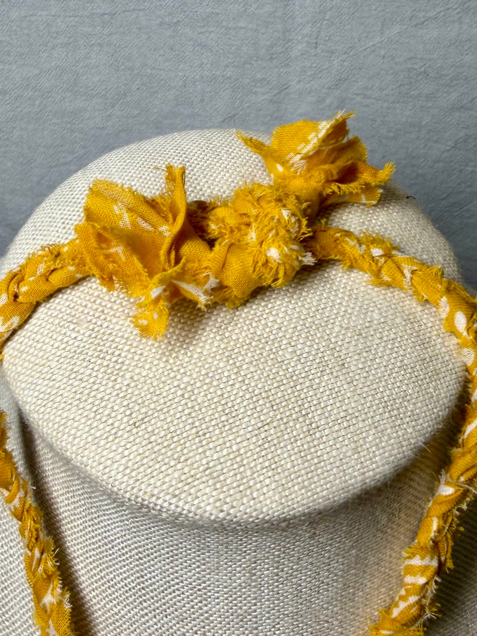 Mustard Braided Bandana Necklace with Turquoise Heart Charm