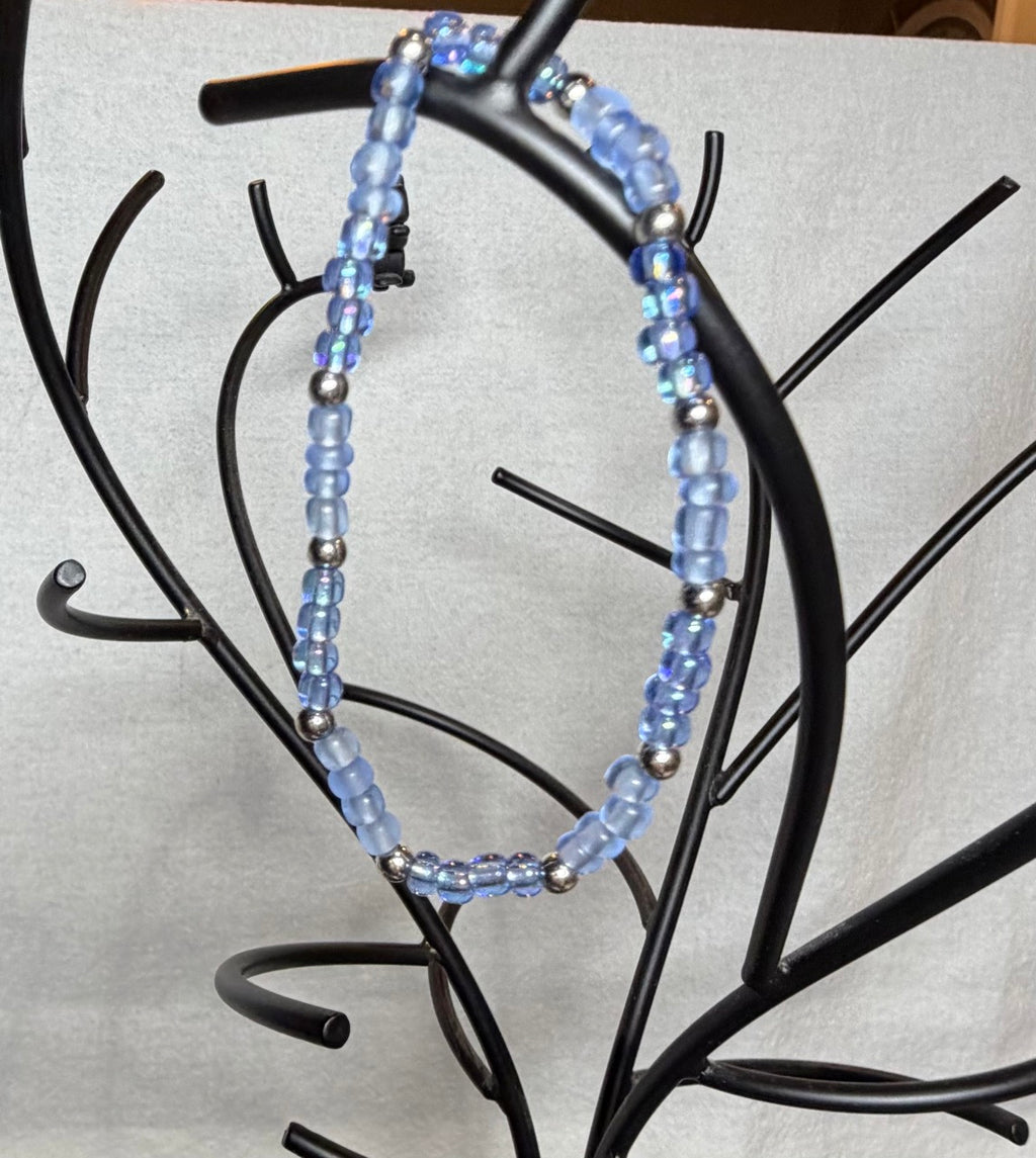 Light Blue Glass Beaded Bracelet Set (Set of 2)